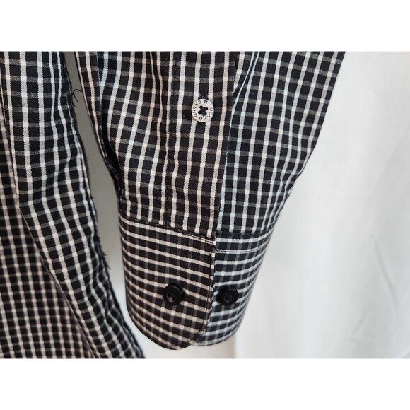 Men's Lucky Brand Stretch Regular Fit Black & White Plaid Shirt Size XXL - Picture 5 of 11